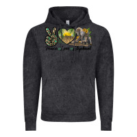 Vintage Black Peace Love Elephant Vintage Hoodie - LillyAllenDesigns