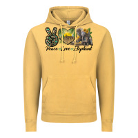 Vintage Mustard Peace Love Elephant Vintage Hoodie - LillyAllenDesigns