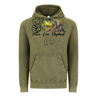 Vintage Olive Peace Love Elephant Vintage Hoodie - LillyAllenDesigns