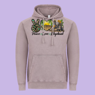 Peace Love Elephant Vintage Hoodie Designed By Lillyallendesigns