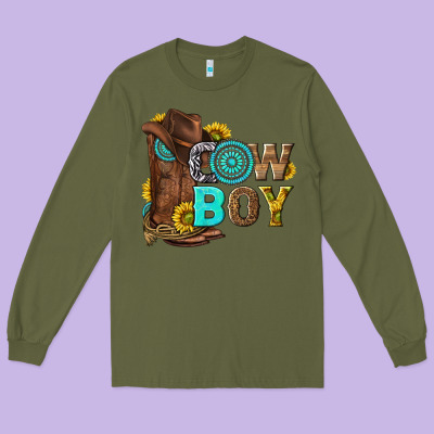 Western Cowboy Long Sleeve Tee Designed By Nancycooperartshop
