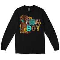 Black western cowboy Long Sleeve Tee - NancyCooperArtShop