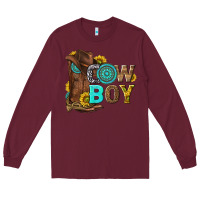 Burgundy western cowboy Long Sleeve Tee - NancyCooperArtShop