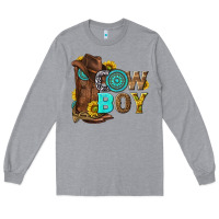 Heather Grey western cowboy Long Sleeve Tee - NancyCooperArtShop