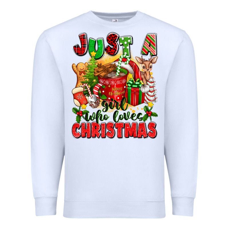 Just A Girl Who Loves Christmas Premium Sweatshirt by texasbilliewilder | Teevron