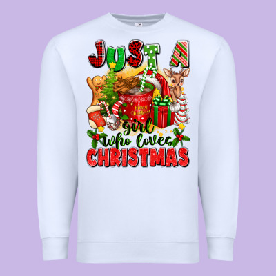 Just A Girl Who Loves Christmas Premium Sweatshirt Designed By Texasbilliewilder