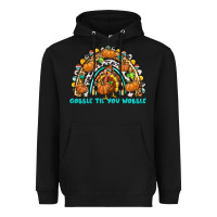 Black Gobble Til You Wobble with Rainbow Heavyweight Hoodie - texasbilliewilder