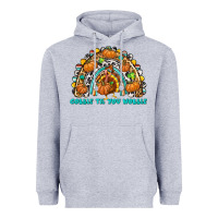 Heather Grey Gobble Til You Wobble with Rainbow Heavyweight Hoodie - texasbilliewilder