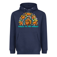 Navy Gobble Til You Wobble with Rainbow Heavyweight Hoodie - texasbilliewilder