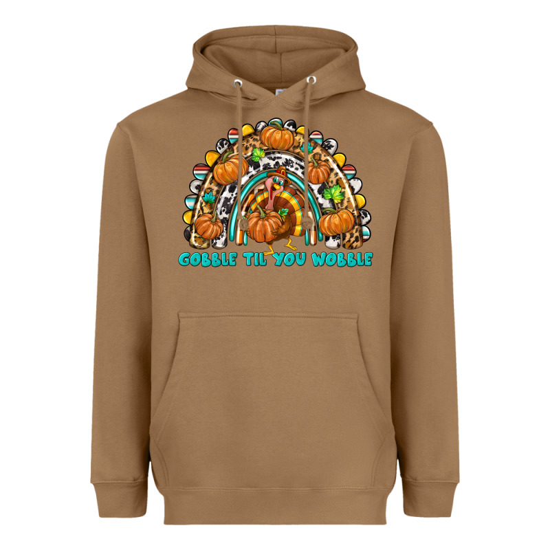 Gobble Til You Wobble With Rainbow Heavyweight Hoodie by texasbilliewilder | Teevron