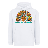 White Gobble Til You Wobble with Rainbow Heavyweight Hoodie - texasbilliewilder