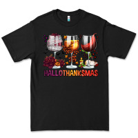 Black hallothanksmas halloween thanksgiving  christmas wine Premium Tee - FaDigitalArtStudio