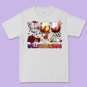 Hallothanksmas Halloween Thanksgiving  Christmas Wine Premium Tee Designed By Fadigitalartstudio