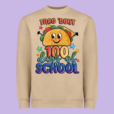 Taco Bout 100 Days Of School Heavyweight Sweatshirt Designed By Maliassmallbusiness