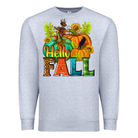 Heather Grey Hello Fall Premium Sweatshirt - NancyCooperArtShop