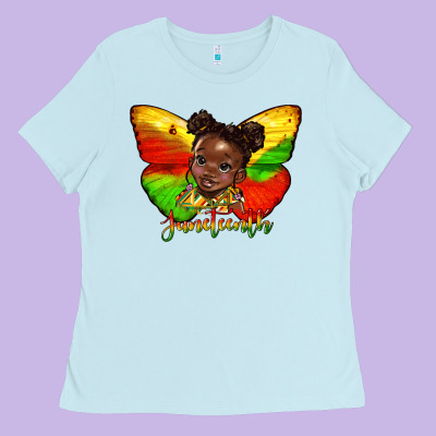 Juneteenth Butterfly Black Girl Ladies Tee Designed By Hra Design Shop