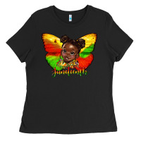 Black juneteenth butterfly black girl Ladies Tee - HRA Design Shop