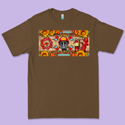 Firefighter Air Mask Sunflower And Elementary License Plate Premium Tee Designed By Hra Design Shop