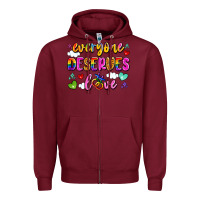 Burgundy everyone deserves love Zipper Hoodie - Artiststas