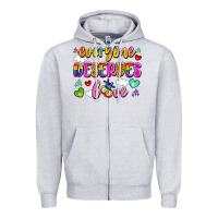 Heather Grey everyone deserves love Zipper Hoodie - Artiststas