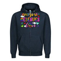 Navy everyone deserves love Zipper Hoodie - Artiststas