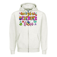 Oatmeal Heather everyone deserves love Zipper Hoodie - Artiststas