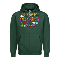 Sports Green everyone deserves love Zipper Hoodie - Artiststas