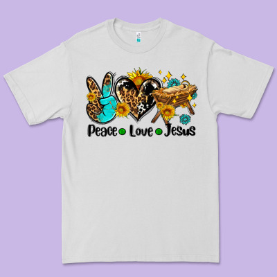 Peace Love Jesus Premium Tee Designed By Adodesignshop