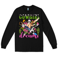 Black western rodeo cowgirl dreams Long Sleeve Tee - NancyCooperArtShop