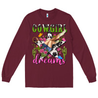 Burgundy western rodeo cowgirl dreams Long Sleeve Tee - NancyCooperArtShop