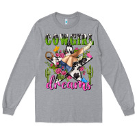 Heather Grey western rodeo cowgirl dreams Long Sleeve Tee - NancyCooperArtShop