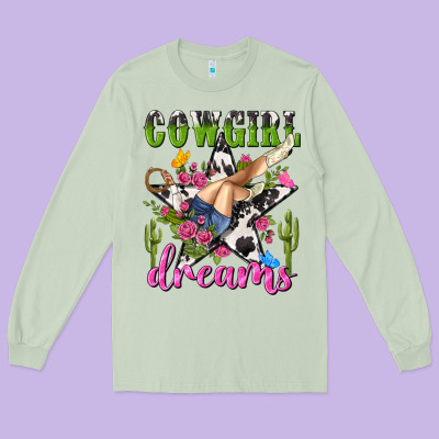 Western Rodeo Cowgirl Dreams Long Sleeve Tee Designed By Nancycooperartshop