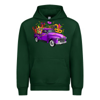 Forest Green Mardi Gras Truck King's Cake Urban Hoodie - FaDigitalArtStudio