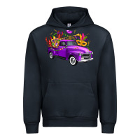 Navy Mardi Gras Truck King's Cake Urban Hoodie - FaDigitalArtStudio