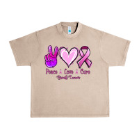 French Oak Peace Love Cure Breast Cancer Urban Heavy Tee - Jasminsmagicworld
