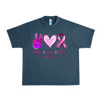 Midnight Navy Peace Love Cure Breast Cancer Urban Heavy Tee - Jasminsmagicworld