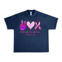 Navy Peace Love Cure Breast Cancer Urban Heavy Tee - Jasminsmagicworld