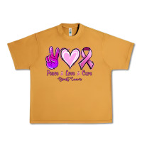 Peanut Butter Peace Love Cure Breast Cancer Urban Heavy Tee - Jasminsmagicworld