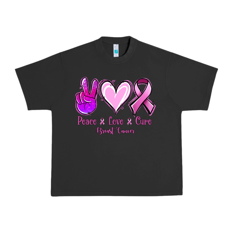 Peace Love Cure Breast Cancer Urban Heavy Tee by Jasminsmagicworld | Teevron