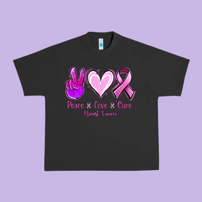 Peace Love Cure Breast Cancer Urban Heavy Tee Designed By Jasminsmagicworld