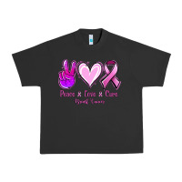 Pigment Black Peace Love Cure Breast Cancer Urban Heavy Tee - Jasminsmagicworld