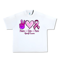 White Peace Love Cure Breast Cancer Urban Heavy Tee - Jasminsmagicworld