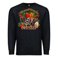 Black Stressed blessed pumpkin spice obsessed Fall Premium Sweatshirt - NancyCooperArtShop