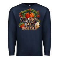 Navy Stressed blessed pumpkin spice obsessed Fall Premium Sweatshirt - NancyCooperArtShop