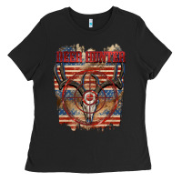 Black Deer hunter 4th of july Ladies Tee - CowGirlArtShop