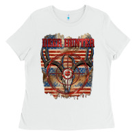 White Deer hunter 4th of july Ladies Tee - CowGirlArtShop