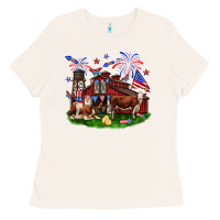 Bone Barn farm animals 4th of July Ladies Tee - Neo Western