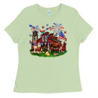 Matcha Barn farm animals 4th of July Ladies Tee - Neo Western