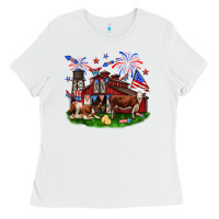 Barn Farm Animals 4th Of July Ladies Tee | Teevron