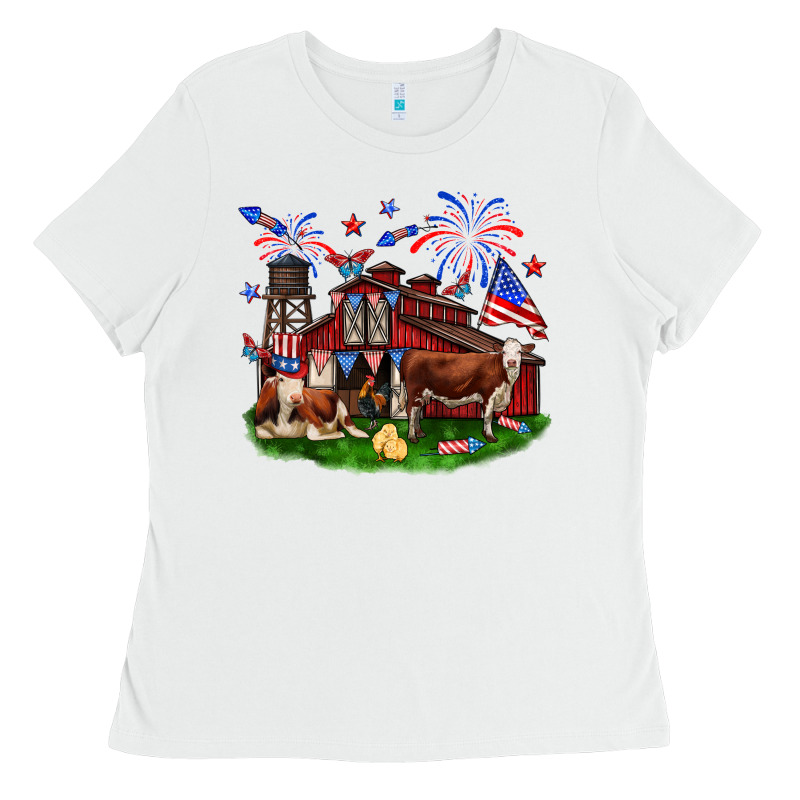 Barn Farm Animals 4th Of July Ladies Tee by Neo Western | Teevron